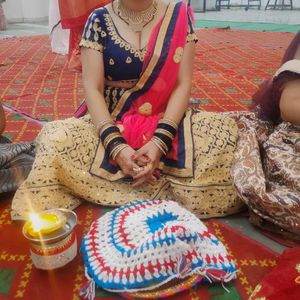 Stunning Blue Lehenga with Pink Dupatta