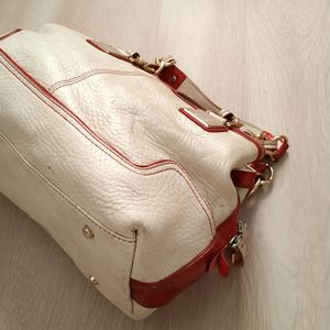 Daks 100% Original Genuine Leather Cream / Red Bag