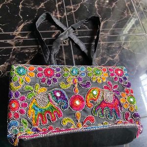 Black Handbag With Embroidery