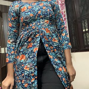 Front Slit Floral Kurthi