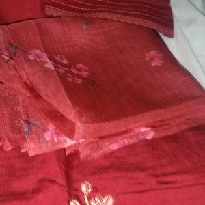 Digital Print Suit With Organza Dupatta