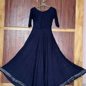 Navy blue coloured anubhutee anarkali kurta Set.