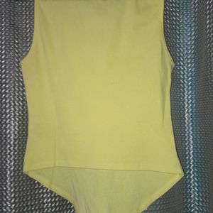 Cut Sleeves Yellow Top Hanging Front,Sale 70