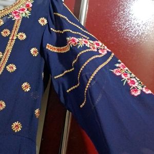 Navy Blue Georgette Frock Suit