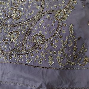 Beautiful detailed work saree purple for weddings and functions