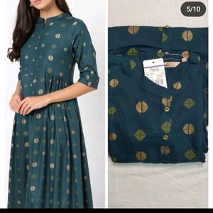 Green A-line Kurta