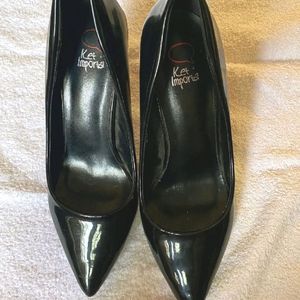 Kins Glossy Black Pencil Heels Pumps