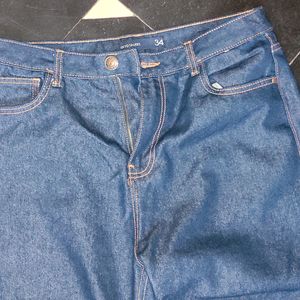 Dark Blue Straight / Baggy Denim Jeans For Women