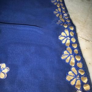 Navy Blue Georgette Saree