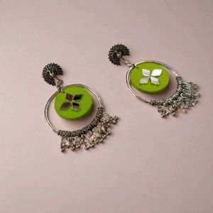 Rainvas Light green oxidized jhumka bali earrings