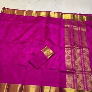 Sale!!! Pink Tussar Silk Saree. Offer!!