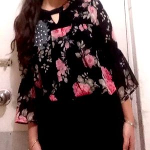 Black Top With Floral Print