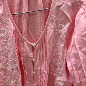 Beautiful Pink Pleated Cotton Top