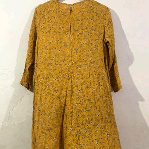 Yellow Flower Printed Frock