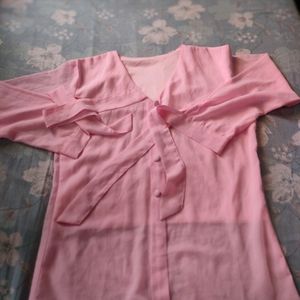 Pink V Neck Top For Women/Girls