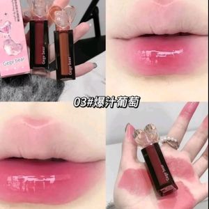 Aesthetic Gege Bear Heart Shape Mirror Lip Glaze