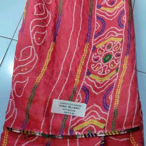 'Pink' Chundari Saree With Blouse