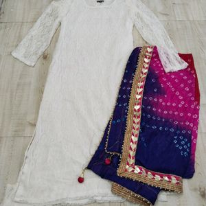 Net kurti with heavy dupatta