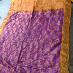 Purple And Gold Pure Kanchipuram Silk Saree