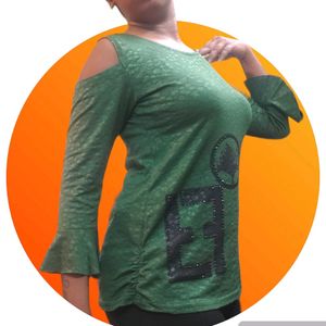 Women Top With Full Body Texture And Stone Symbol