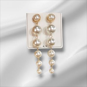 Stunning White Pearl Long Earrings