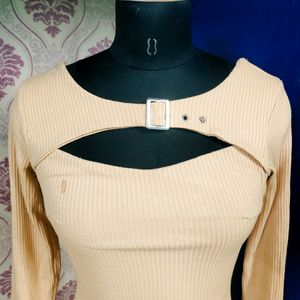 Korean Beige Bodycon Dress( Offer In Description)