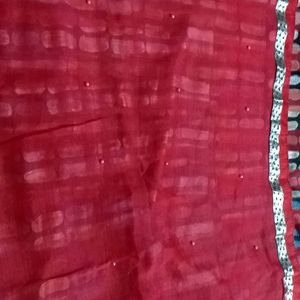 Party Wear Saree Black. Red &White With Black Blo