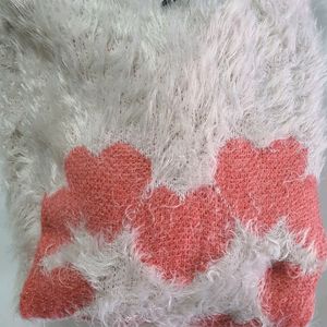 peach colour fur wollen top