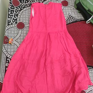 High Low Pink One Piece Dress With Belt