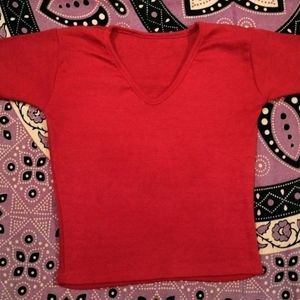 V NECK HALF BAJU RED