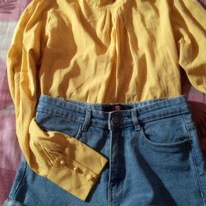 Korean Yellow Pearl Shirt