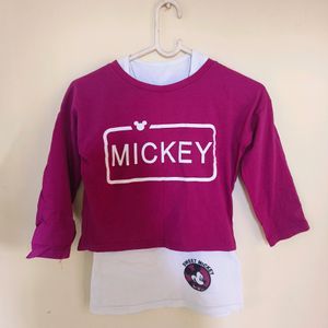 Mickey Tshirt With Inner For Girls/Women