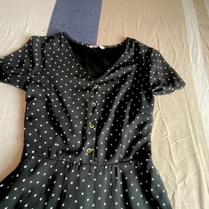 Polka Dot Black Dress For Women