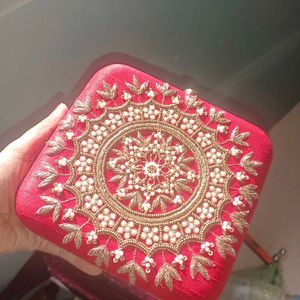 Nr By Nidhi Rathi Hand Embroidered Box Clutch