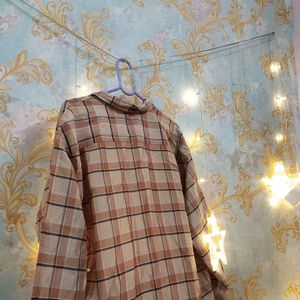 Aesthetic Beige Check Shirt