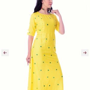 Yellow mirror work gown