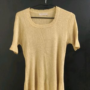 Party Wear Shimmery Golden Knit Top