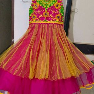 Multi Color Net And Silk Blend Dress