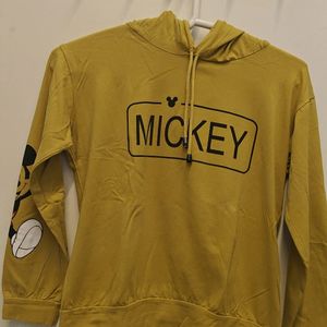 Mustard Yellow Hoddie Mickey Mouse Design