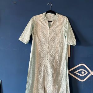 Light blue Kurti With White Chikankari Work