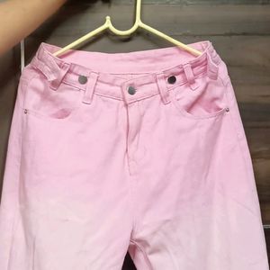 Pink Washed Wide Leg Jeans