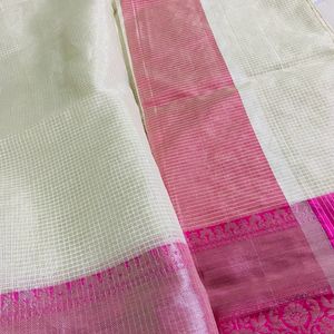 Fancy check tissue jari mangalgiri Silk Saree