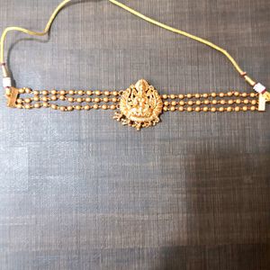 Traditional 3 Layer Golden Lakshmi Choker Necklace