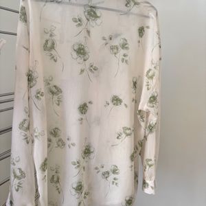 Sheer Material Flower Floral Shirt