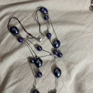 Three Layer Purple Stone Necklace