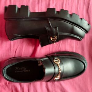 Black Heeled Horsebit Loafers