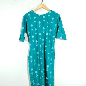 Dark Cyan Printed Kurta (Women's)