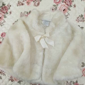 Ivory Faux Fur Poncho