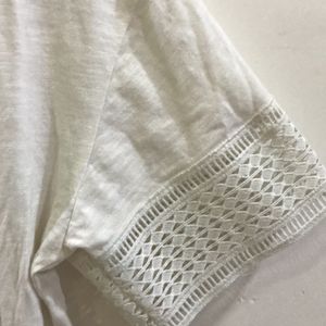 White Semi Lace Top For Women