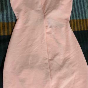 Peach cross waist cut bodycon dress